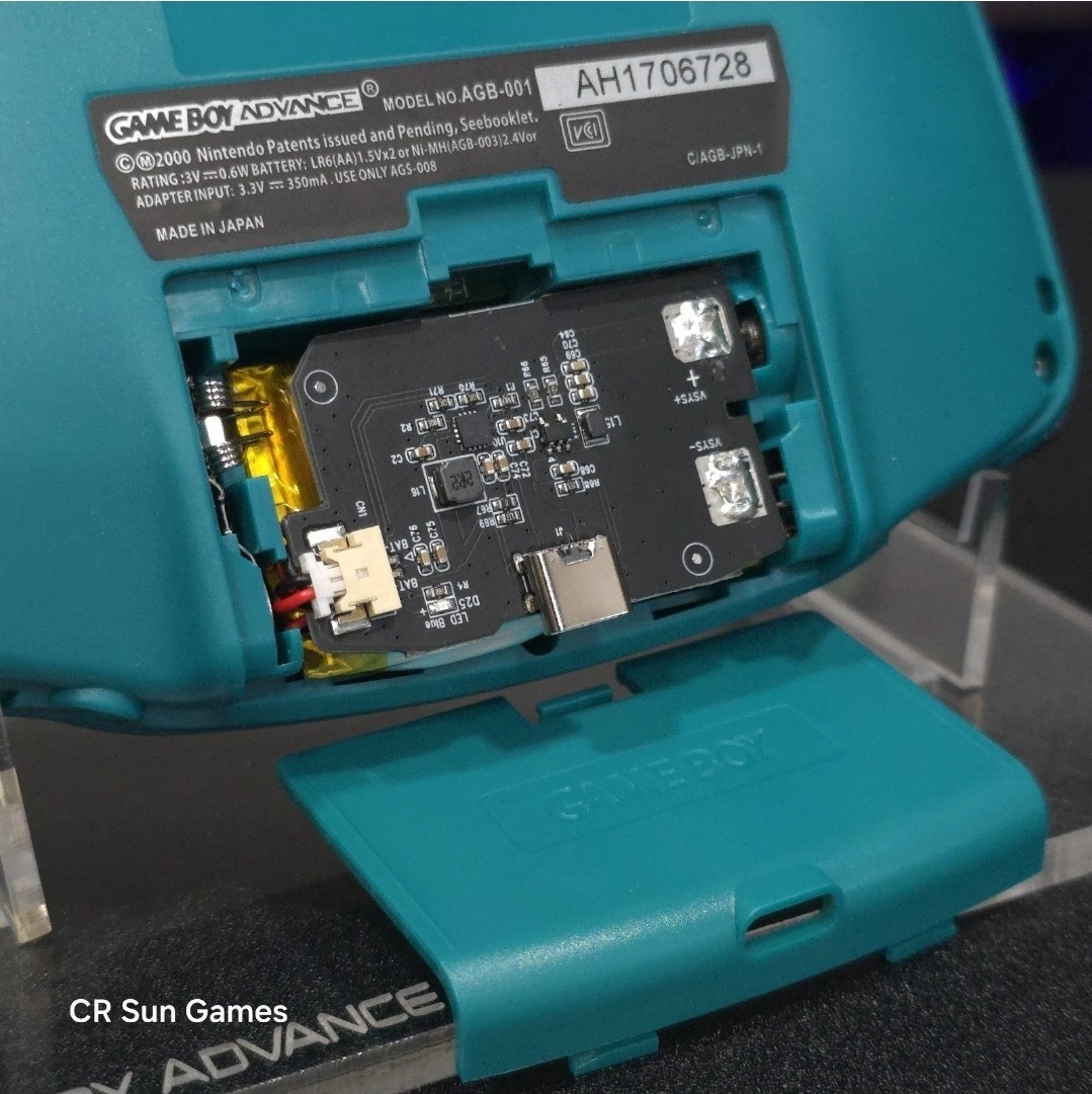 Teal Game Boy Advance GBA iPS V5 LCD USB-C 1800 mAh Rechargeable Battery