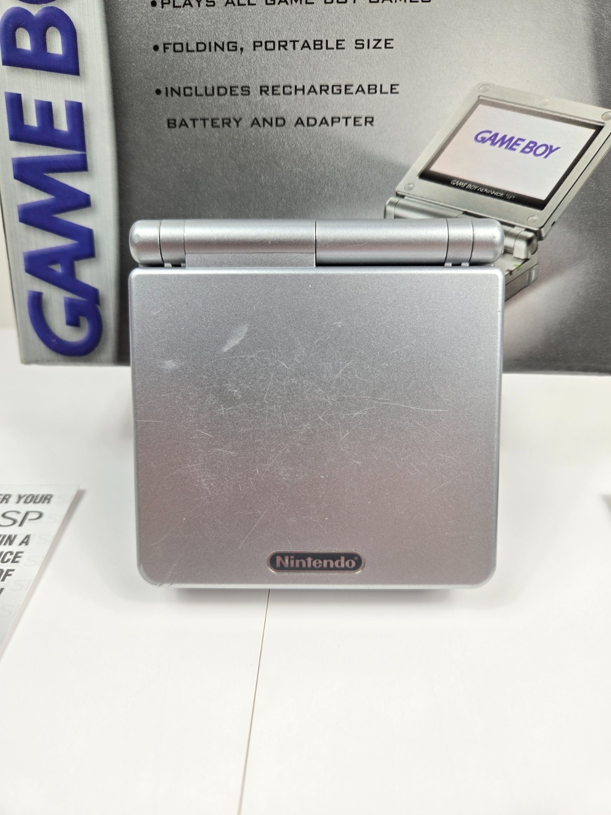 Nintendo Game Boy Advance SP Silver Handheld Console Complete W/ Box