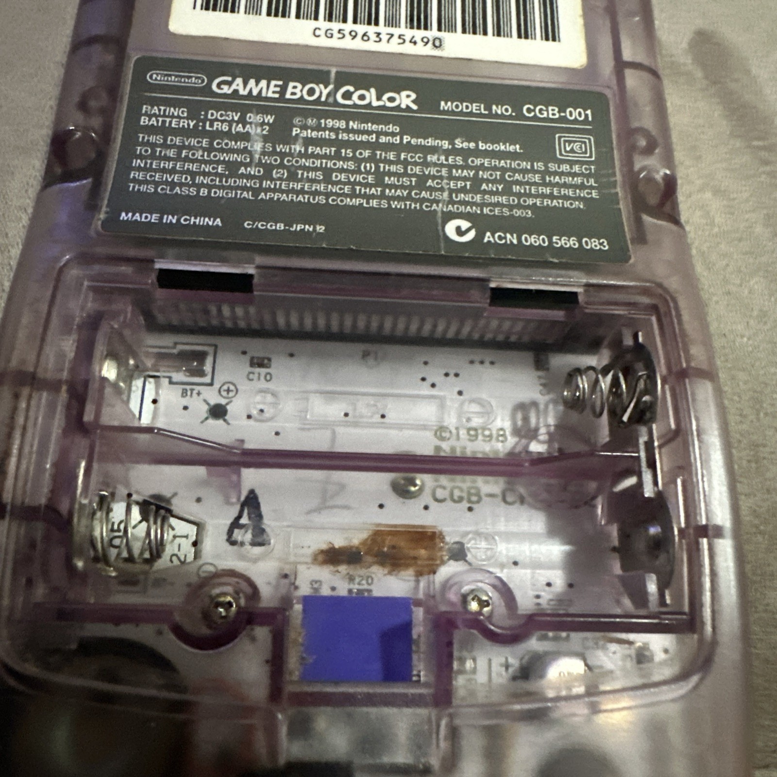 Nintendo Gameboy Color CGB-001 atomic purple . Tested!