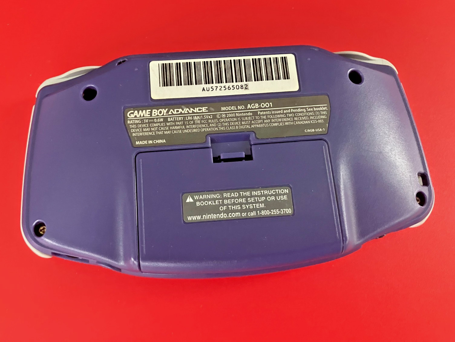 Gameboy Advance Console System Indigo Purple AGB-001 Nintendo GBA Game Boy