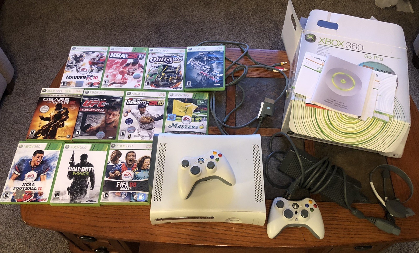 Microsoft XBox 360 Console Bundle 20GB w/ Controllers & 11 Games – Tested