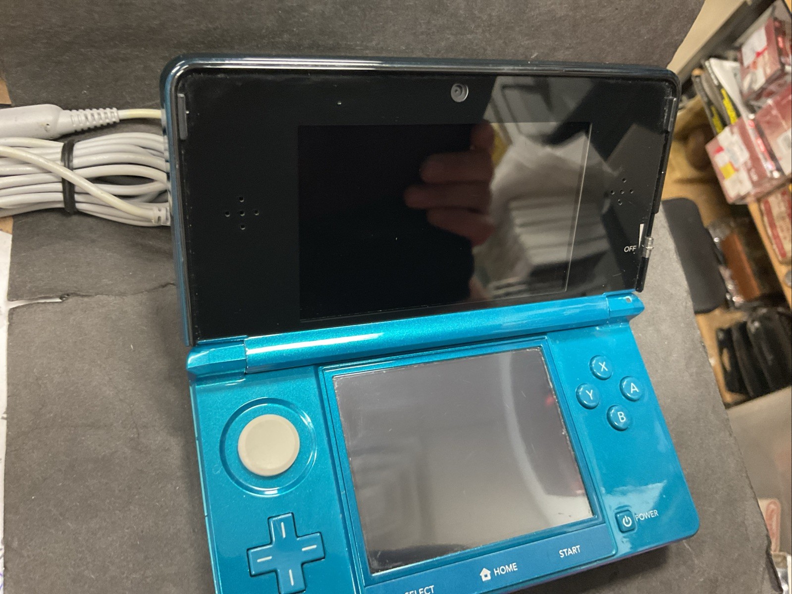 Nintendo 3DS Aqua Blue Handheld Console Fully Tested Teal Bundle W/ Game Used