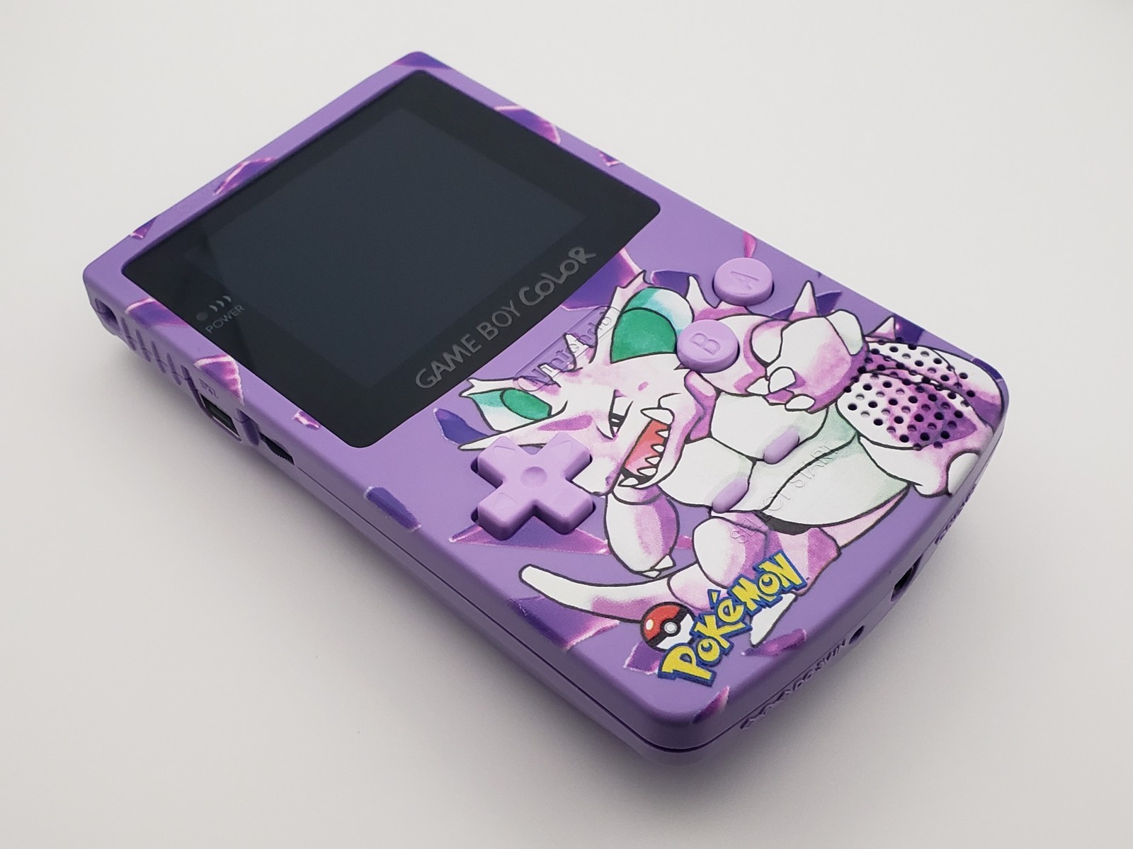 Laminated OLED Screen – Nidoking Game Boy Color w/ Case – New Speaker, Recapped