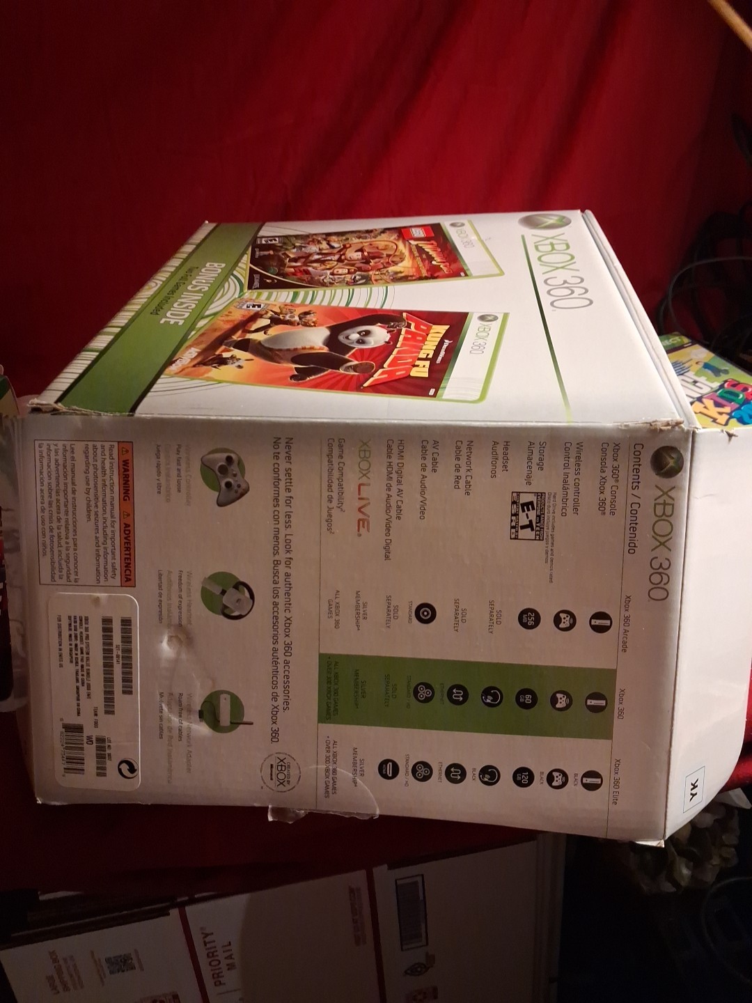 XBox 360 Pro White Console W/kinect Sensor 2 Controllers Play&charge Set In Box