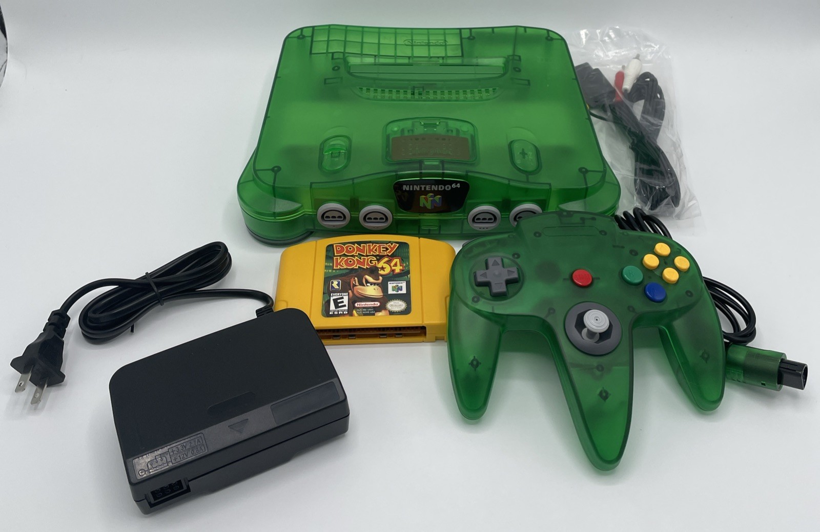 Nintendo 64 N64 Jungle Green Console Donkey Kong 64 + Expansion Pak Bundle