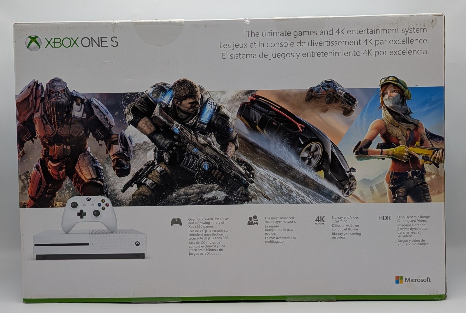 Microsoft Xbox One S 1TB Console White with Controller Cables & Box WORKS