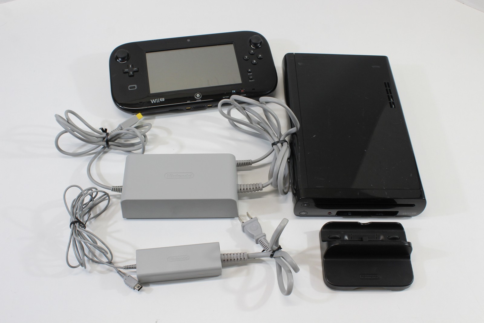Nintendo Wii U Black Console 32GB AC Gamepad Stand Charger NTSC-J Japan TESTED 6