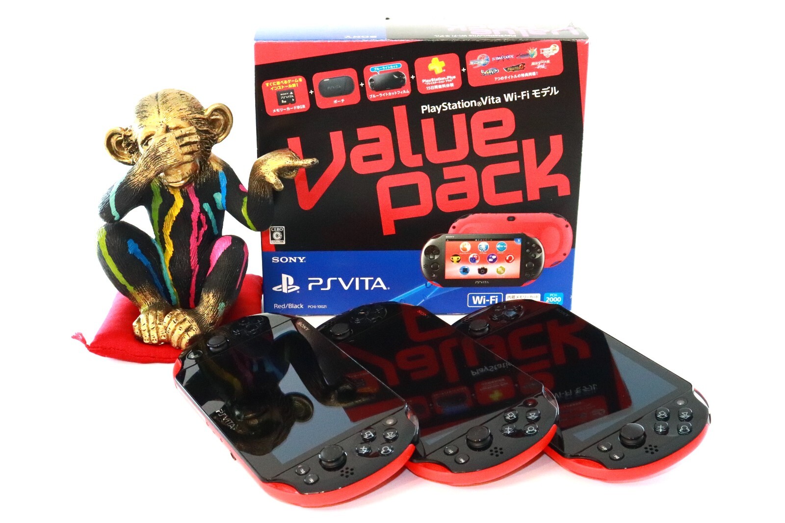 SONY PS Vita PCH-2000 Red Black Console Only W/Box Select 3Rank【1Day Shipping】