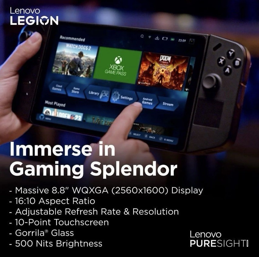 Lenovo Legion Go 512GB Handheld PC 8.8in 1600p Touchscreen Detachable
