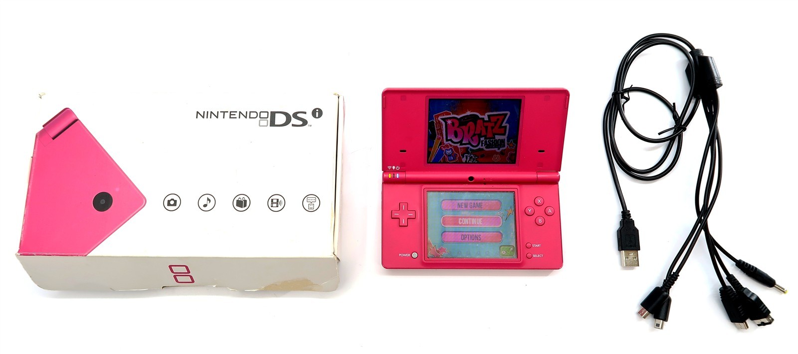 Nintendo PINK DSi TWL-001 Bundled With Original Box, 1 Game, New USB Charger