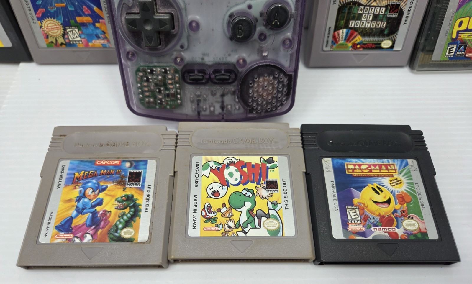 Nintendo Game Boy Color Purple Transparent & 9 Games Megaman Tetris Yoshi PacMan