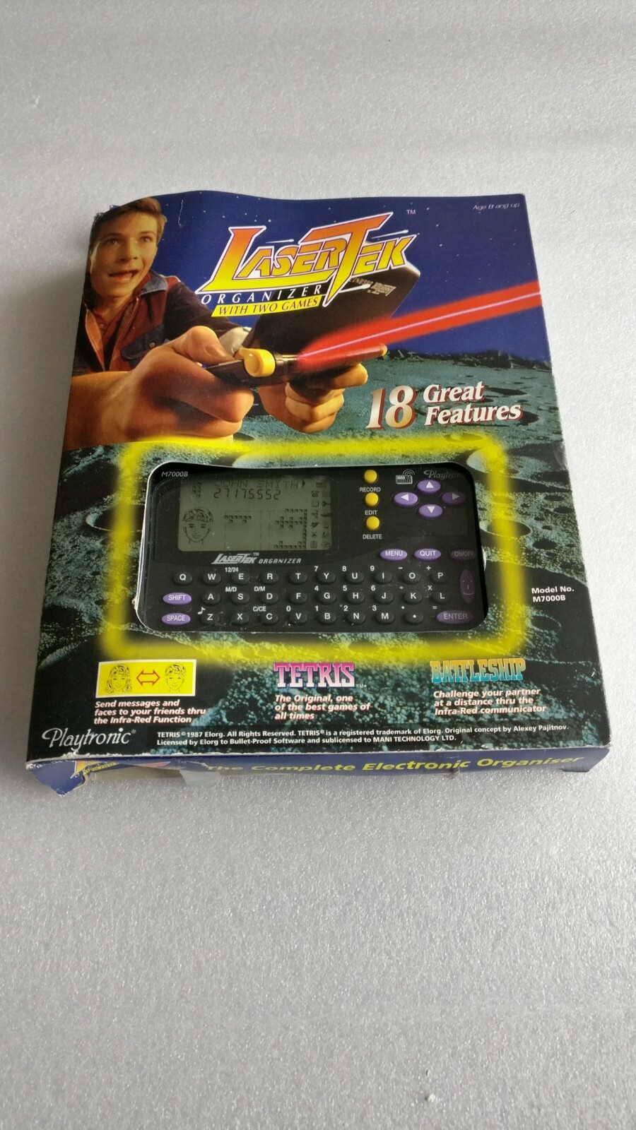 Vintage 1987 Laser Tek Organizer 2 Games TETRIS & Battleship by Playtronic New