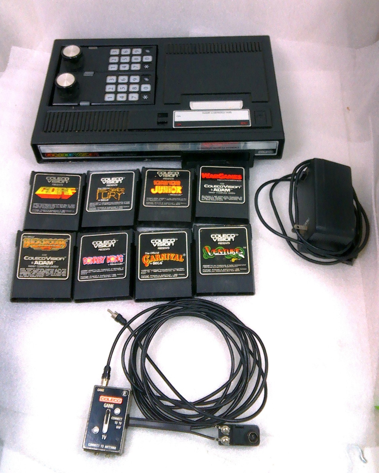ColecoVision Console With Eight Games Donkey Kong – AS IS Untested