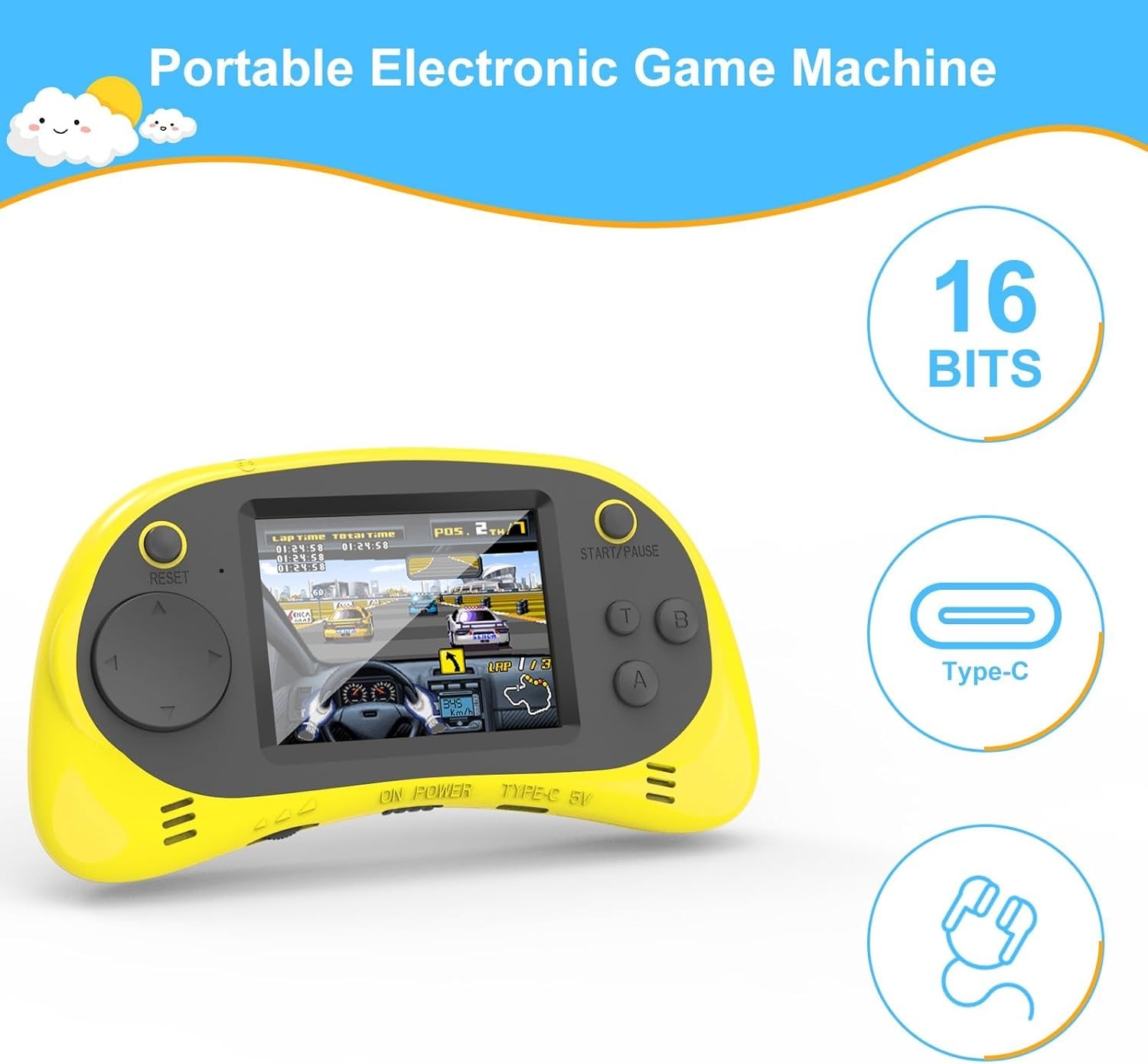 Kids Handheld Game Player – 220 Built-in Games, 2.5″ IPS Display, Rechargeable