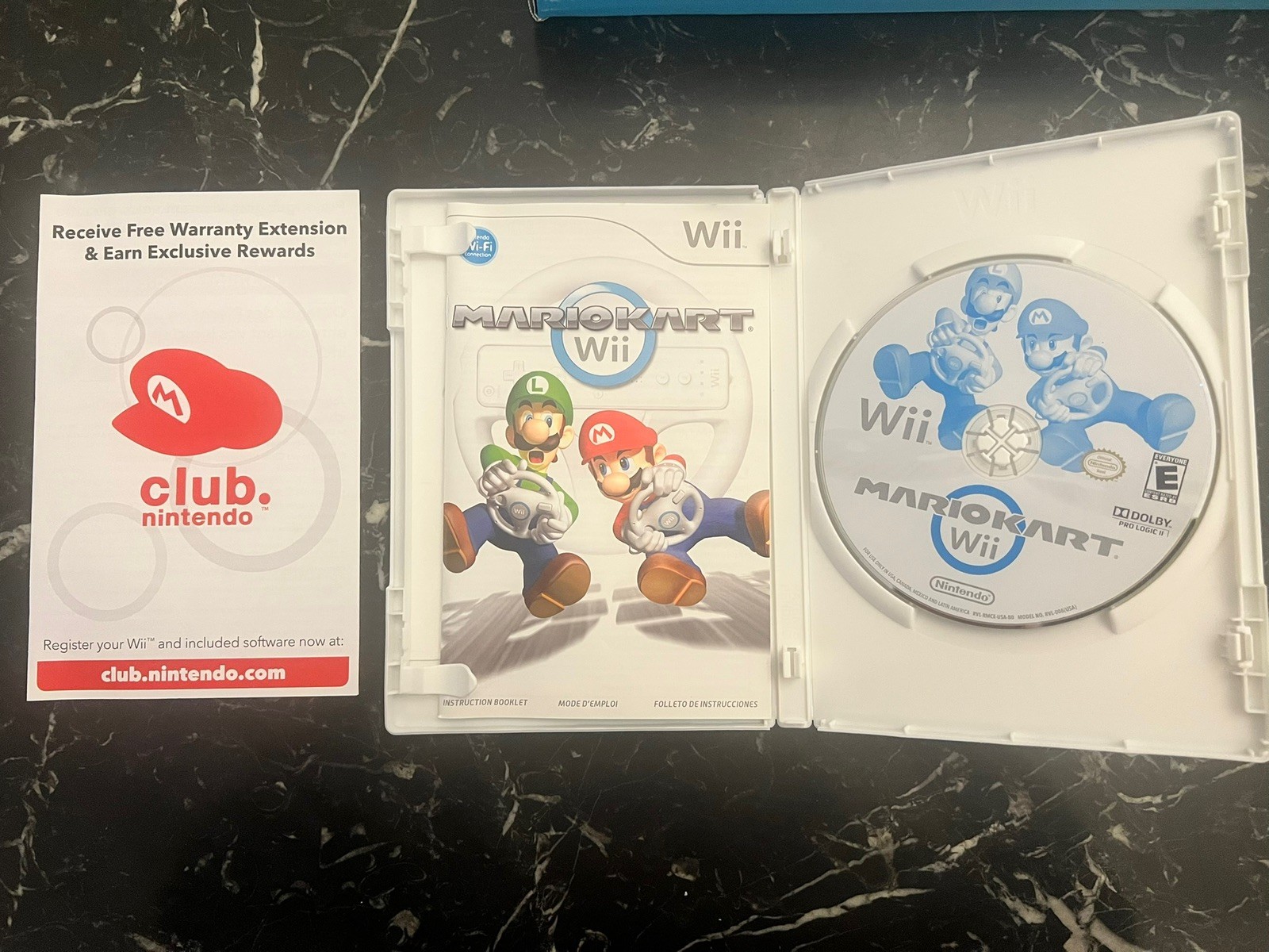 Nintendo Wii Mario Kart Racing Bundle Black Console Tested with wheel! Rare 🔥