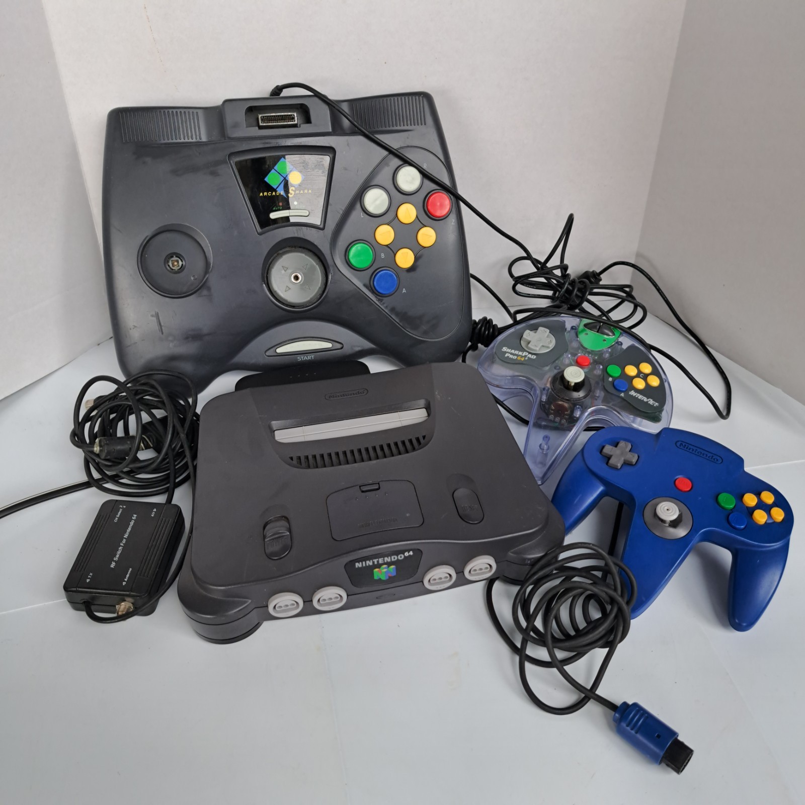 Nintendo 64 Console Arcade Shark Controllers Memory Expansion Pak RF Switch