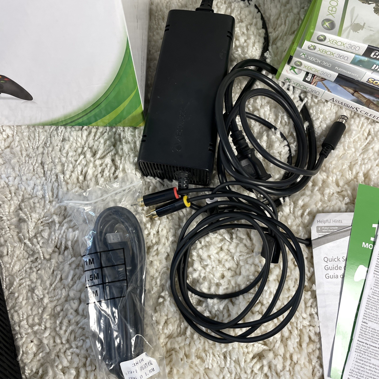 Microsoft Xbox 360 E 4GB Black Console 5 Games Complete in Box CIB Tested