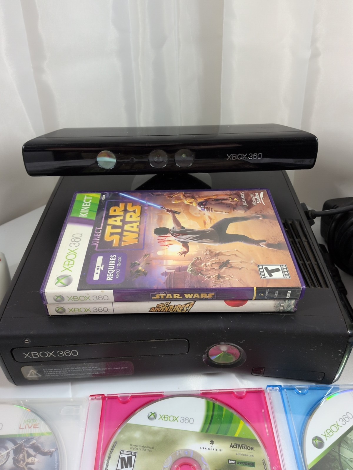 Microsoft XBox 360 S Slim 250GB Black Console 360S Bundle 41 Games Kinect Tested