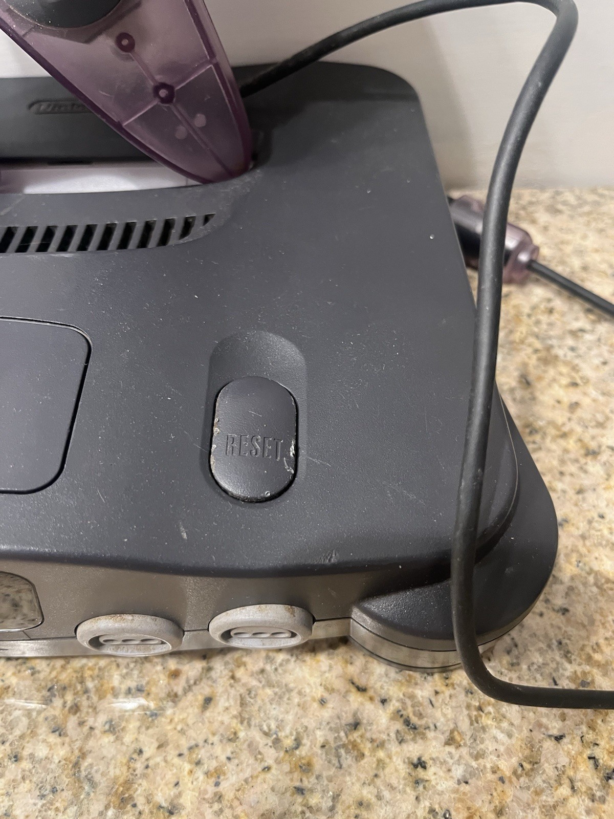 Nintendo 64 Black Console w/ Purple Controller, Power Adapter NTSC-U/C NUS-001