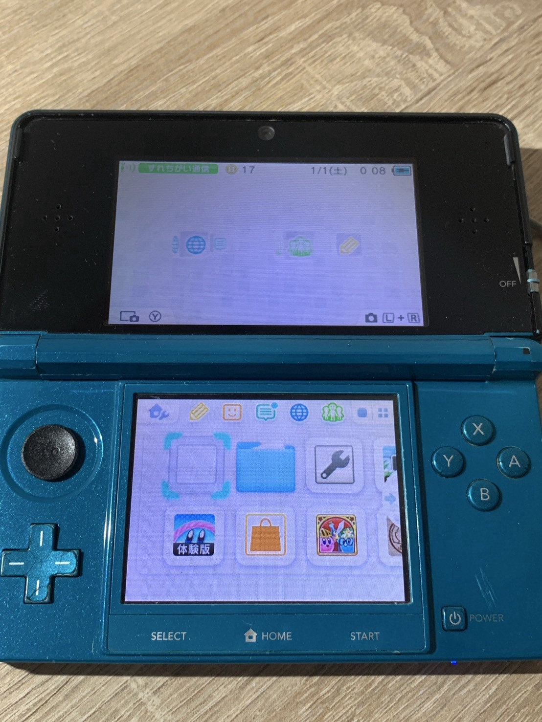 0655 Nintendo 3DS Aqua Blue Good TESTED 290g