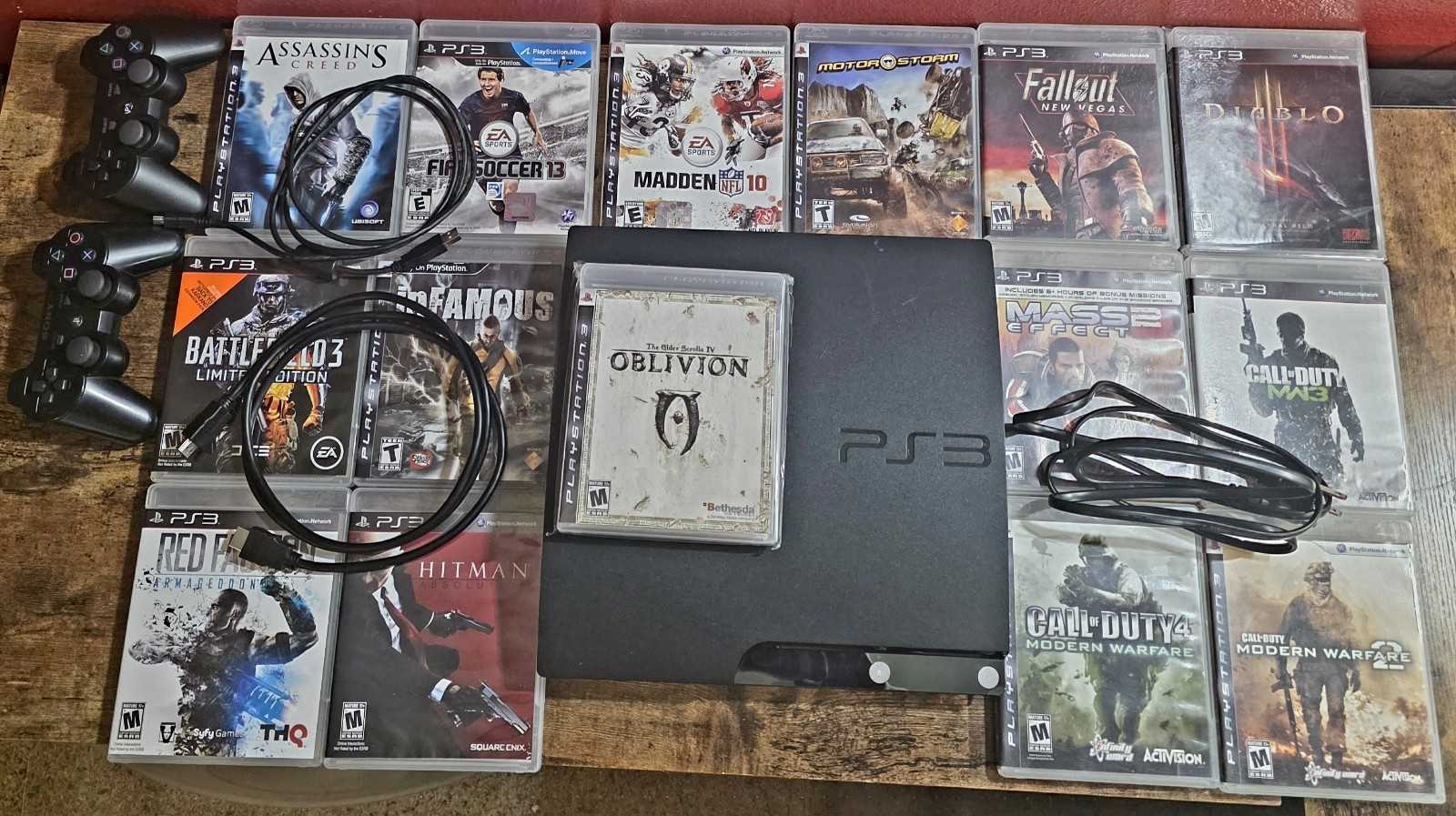 Sony PS3 Slim CECH-2001A 120GB Bundle – 15 CIB Games COD MW Trilogy/RPGs 2 Ctrls