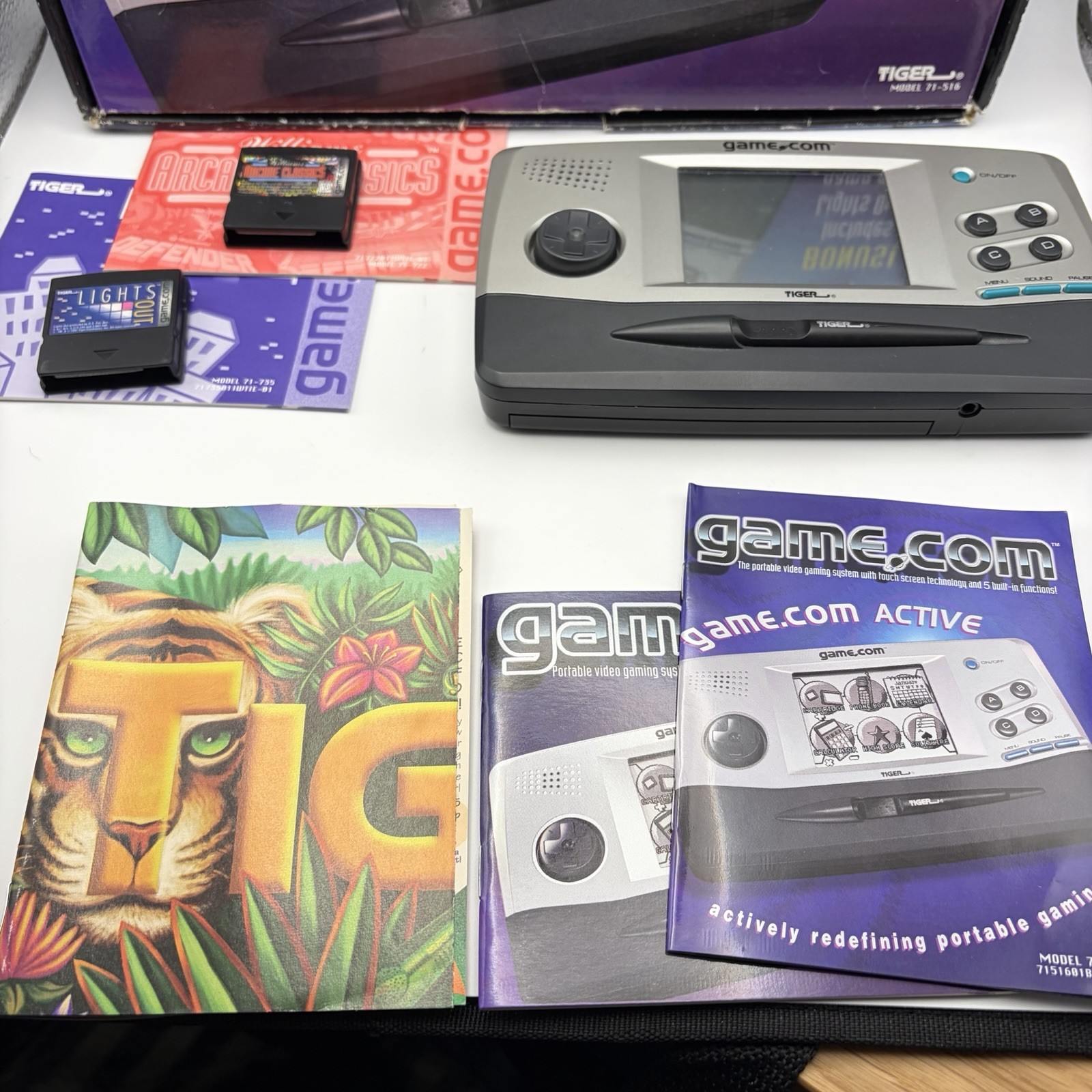 Tiger Game.com Handheld Console Complete in Box CIB Works Tested – Screen Issues