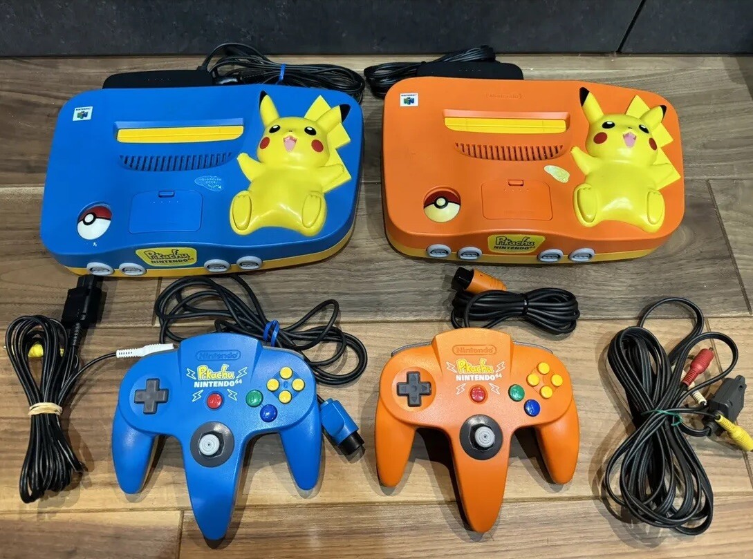 Nintendo 64 N64 Pokemon Pikachu Console Choose Orange and Blue Used