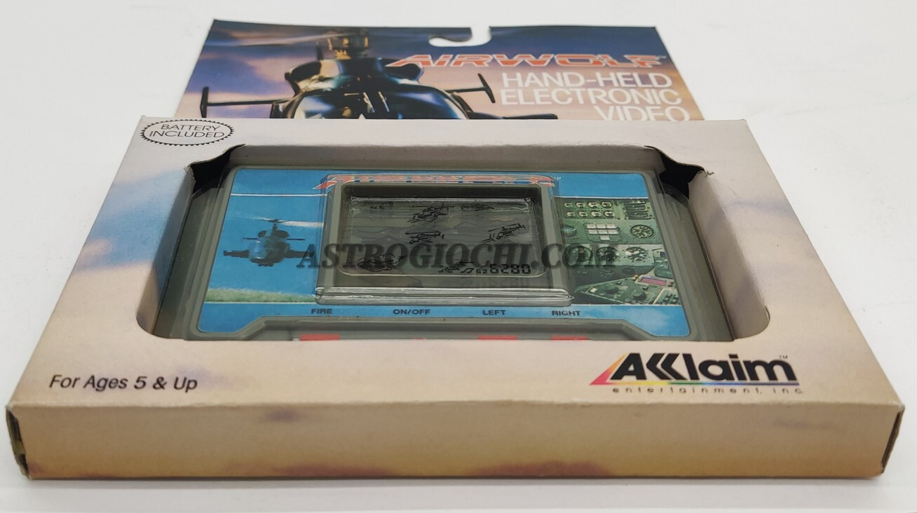 AIRWOLF AKKLAIM HANDHELD LCD GAME WATCH VINTAGE 1988 WORKING IN BOX VERY RARE