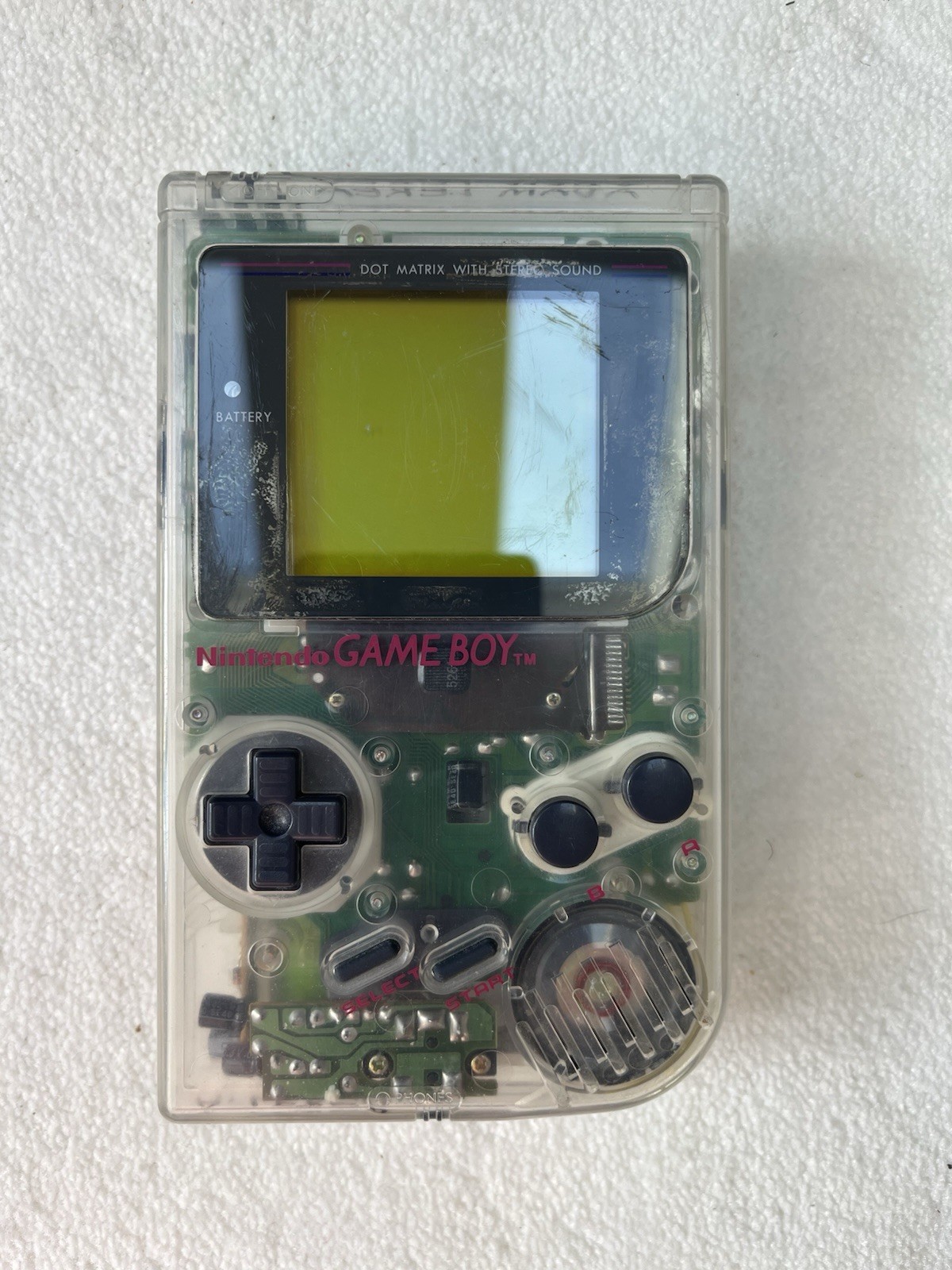 Nintendo Game Boy Transparent Clear Classic Handheld Console *TESTED WORKS*