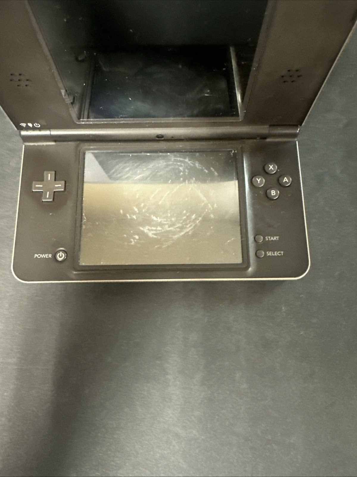 Nintendo DS XL System Brown with Charger Scratches Bomb Screen Works Good