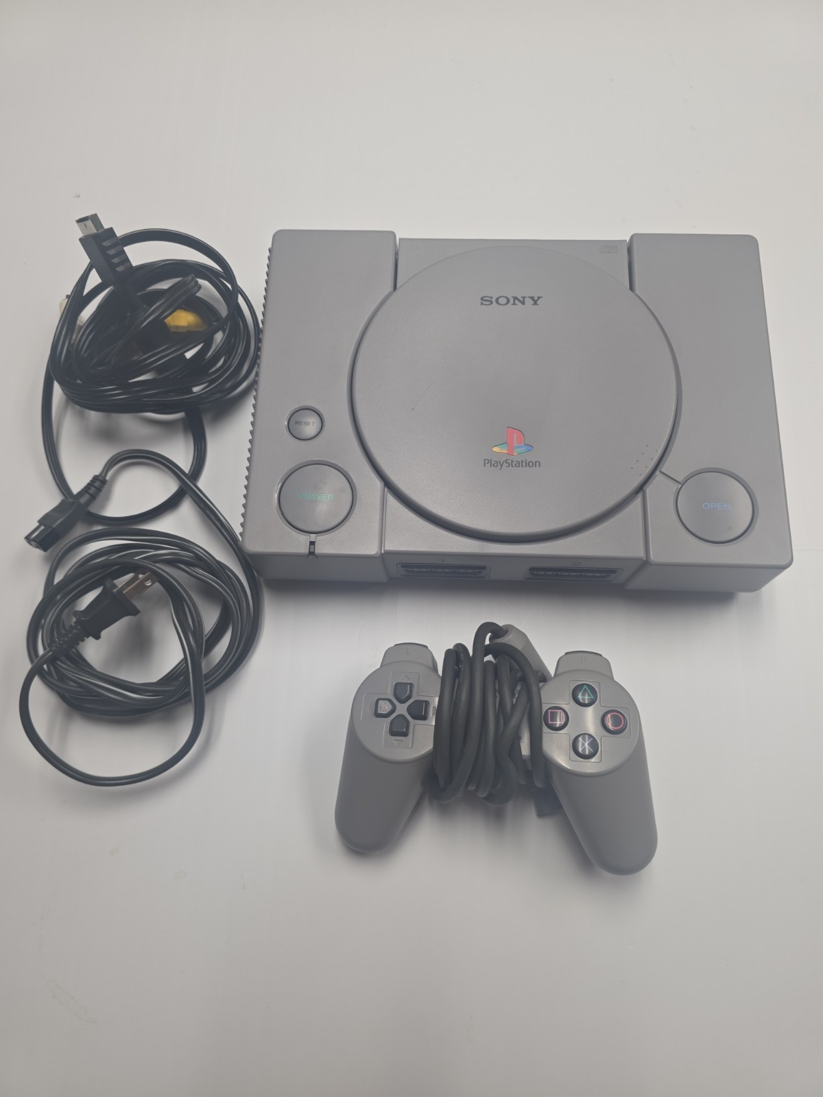 Sony PlayStation 1 Video Game Console Grey w 1 Controller & Cords Working Tested