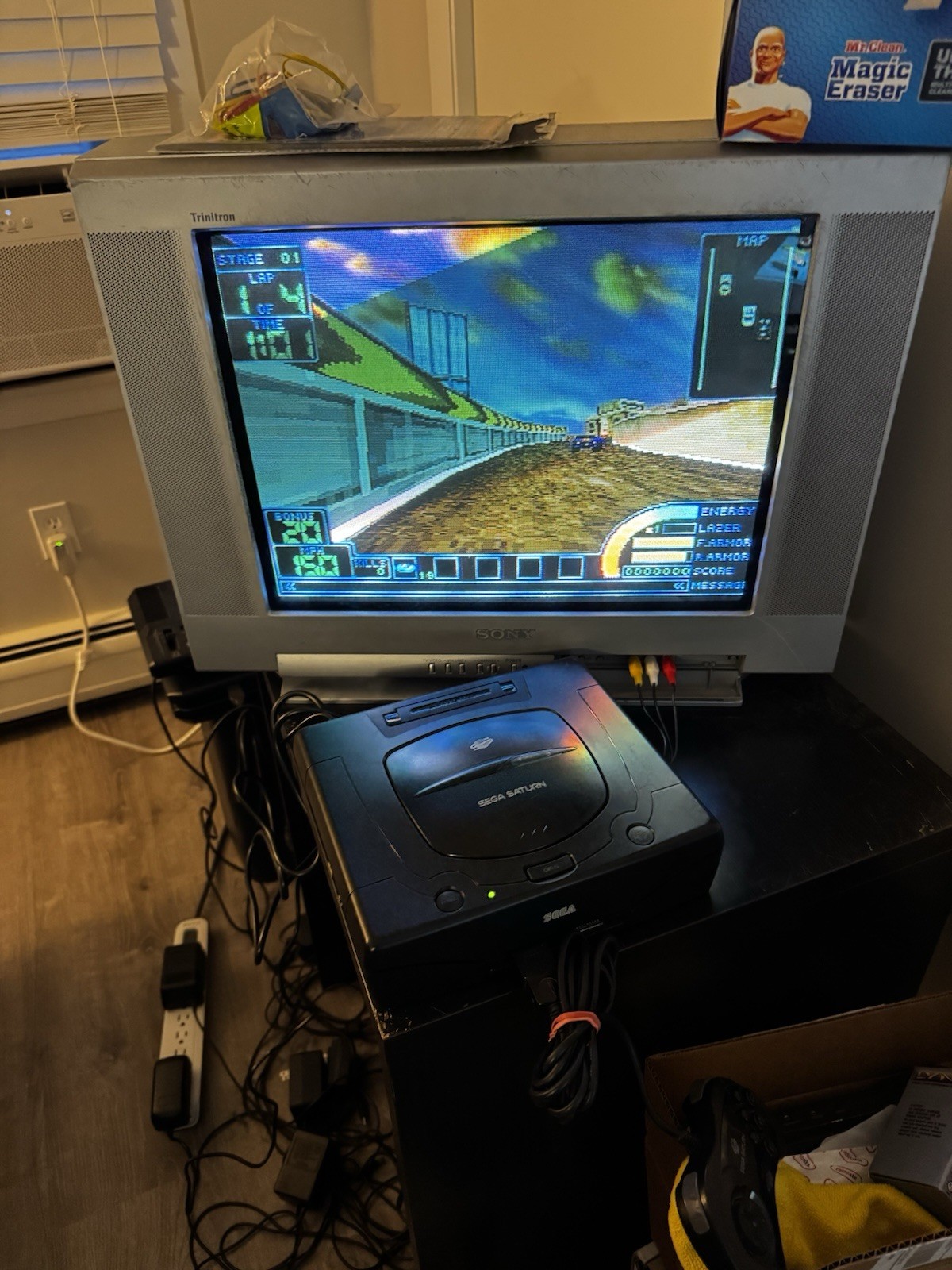 Sega Saturn Model 2 Console W/ Controller Cables Impact Racing Game Works Great!