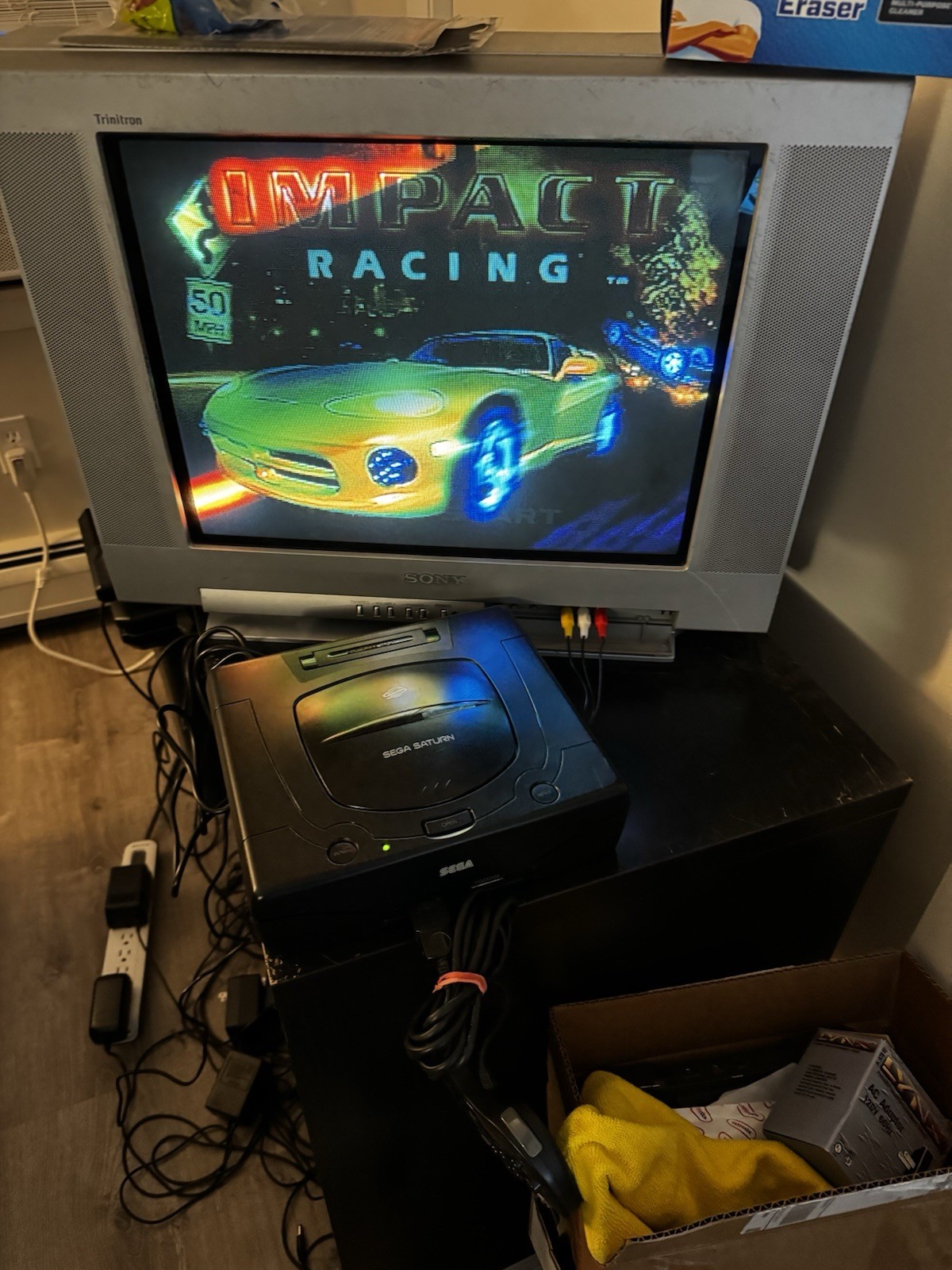 Sega Saturn Model 2 Console W/ Controller Cables Impact Racing Game Works Great!