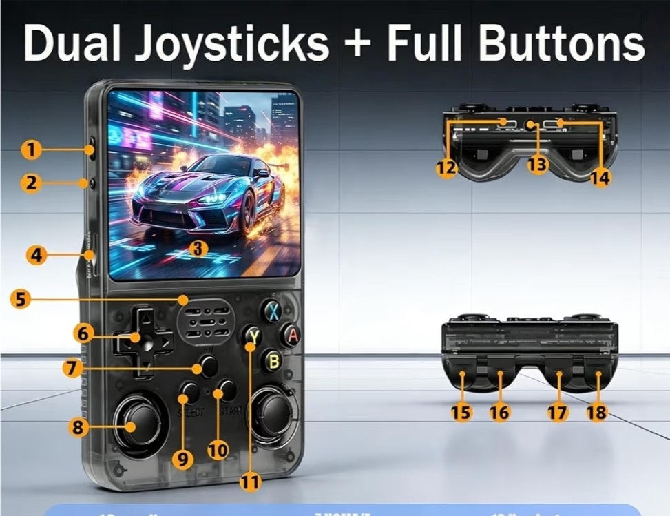 R36s Retro Handheld Game Console, 640×480 Retro Gaming Console 3.5 Inch IPS…