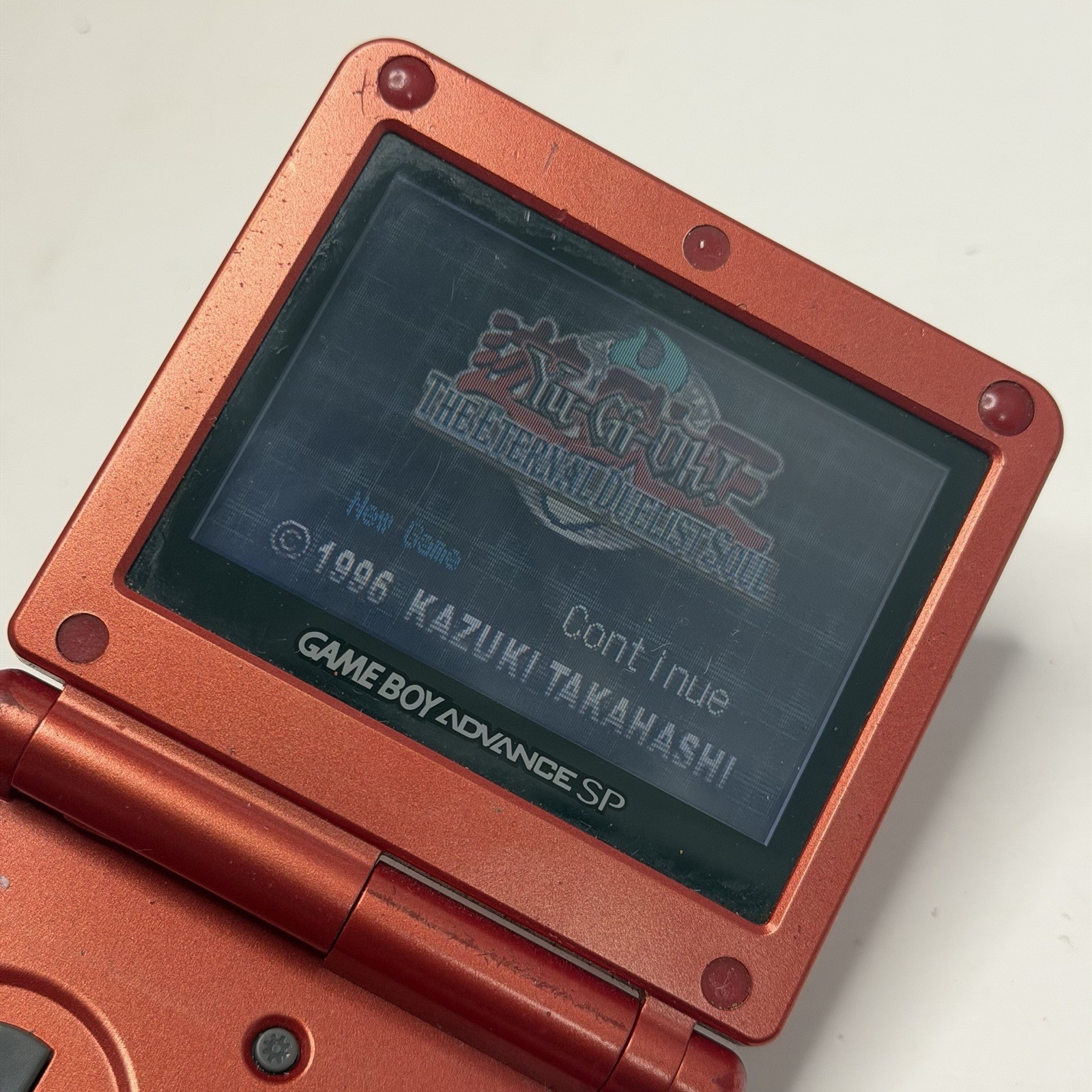 Nintendo Game Boy Advance SP Handheld Video Game Console Flame Red With Yu-gi-oh