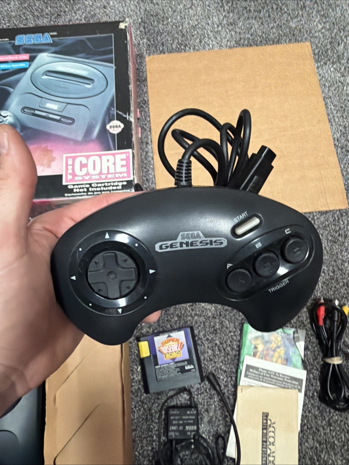 SEGA Genesis Model 2 Core System CIB w/ Sonic 2 Cardboard Inserts OEM WORKING