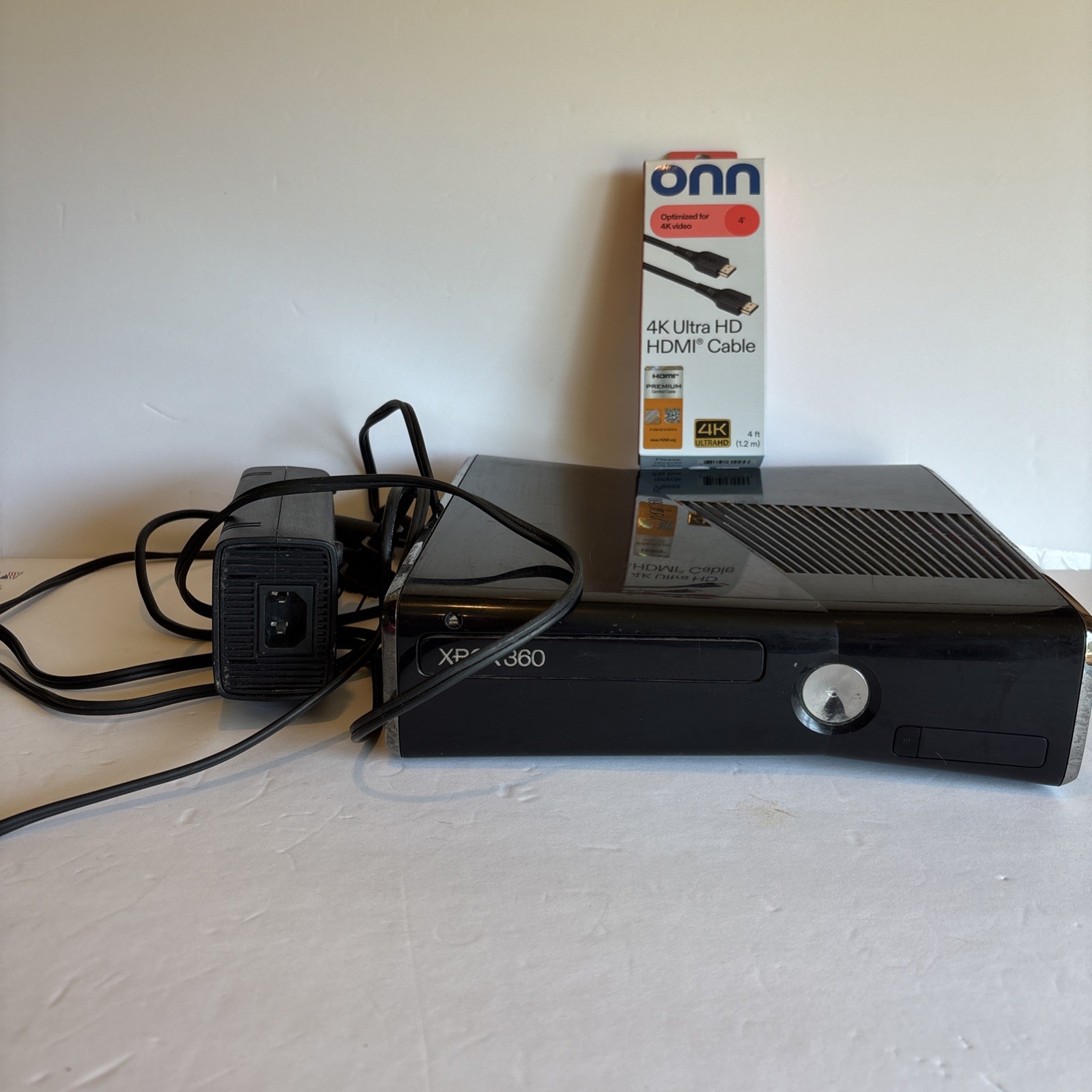 Xbox 360 Slim Matte Black Console 1439 320GB Cables New HDMI Cord Tested Works