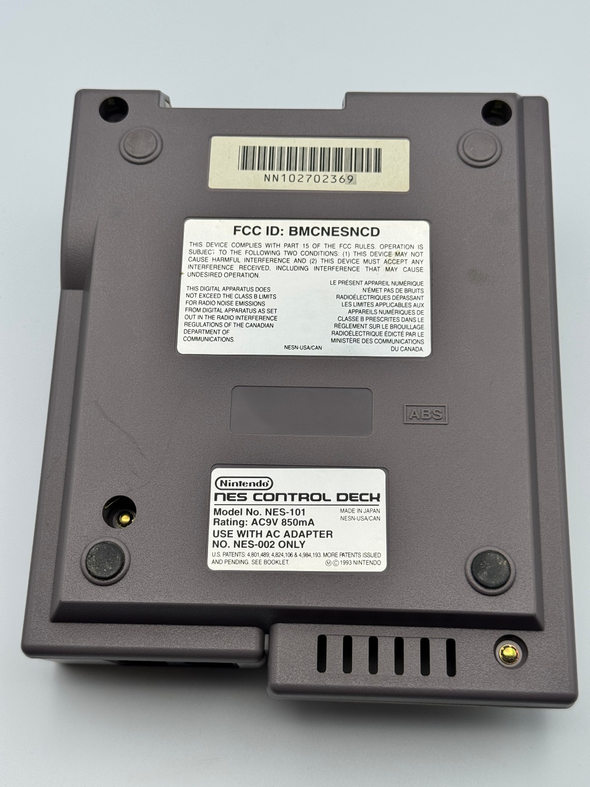 Nintendo NES Top Loader NES-101 – composite AV mod – dog bone controller extras