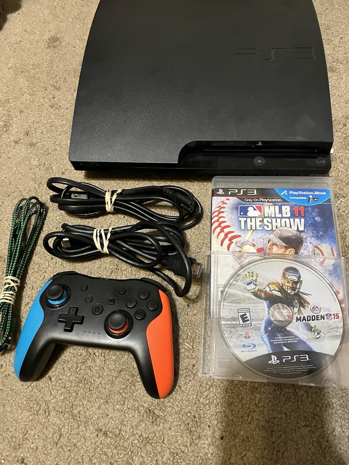 Authentic & Tested 320 GB Black PS3 Slim With Remote & Cables, Works, Read