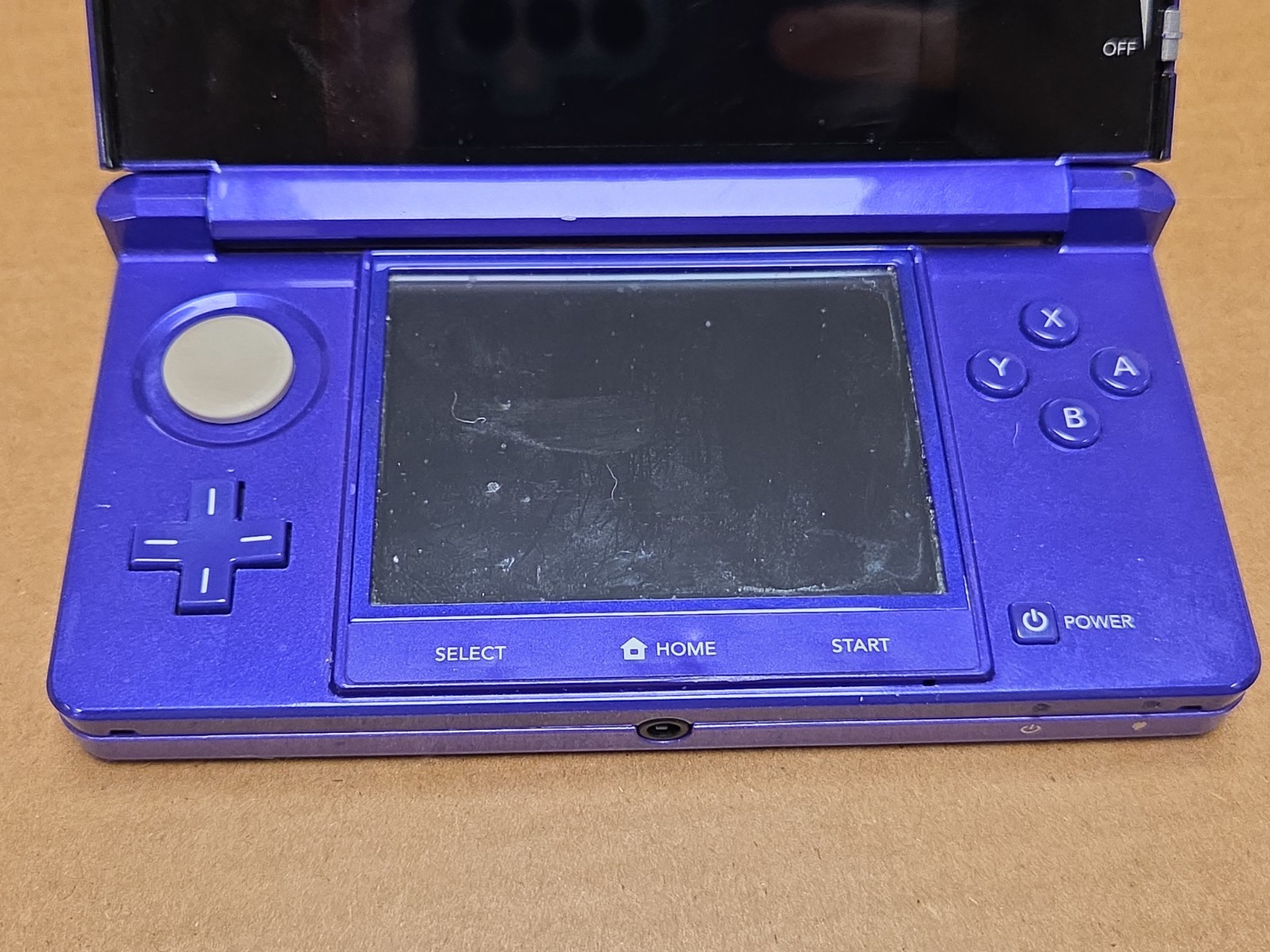 Nintendo 3DS Midnight Purple Tested *Some Damage* W/ Charger * SEE PICS
