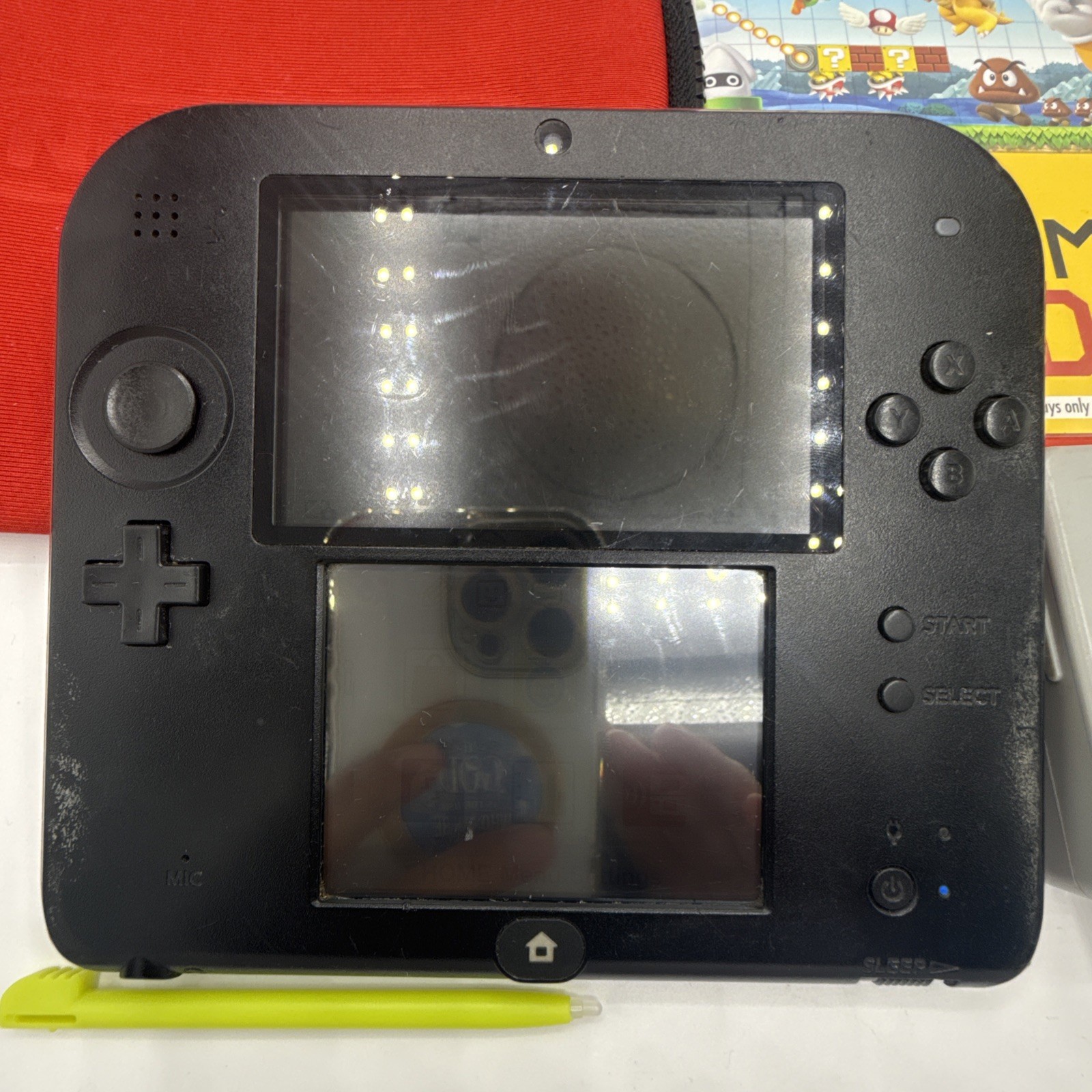 Nintendo 2DS Handheld Game Console FTR-001 Black Red – Game, Charger, & Case