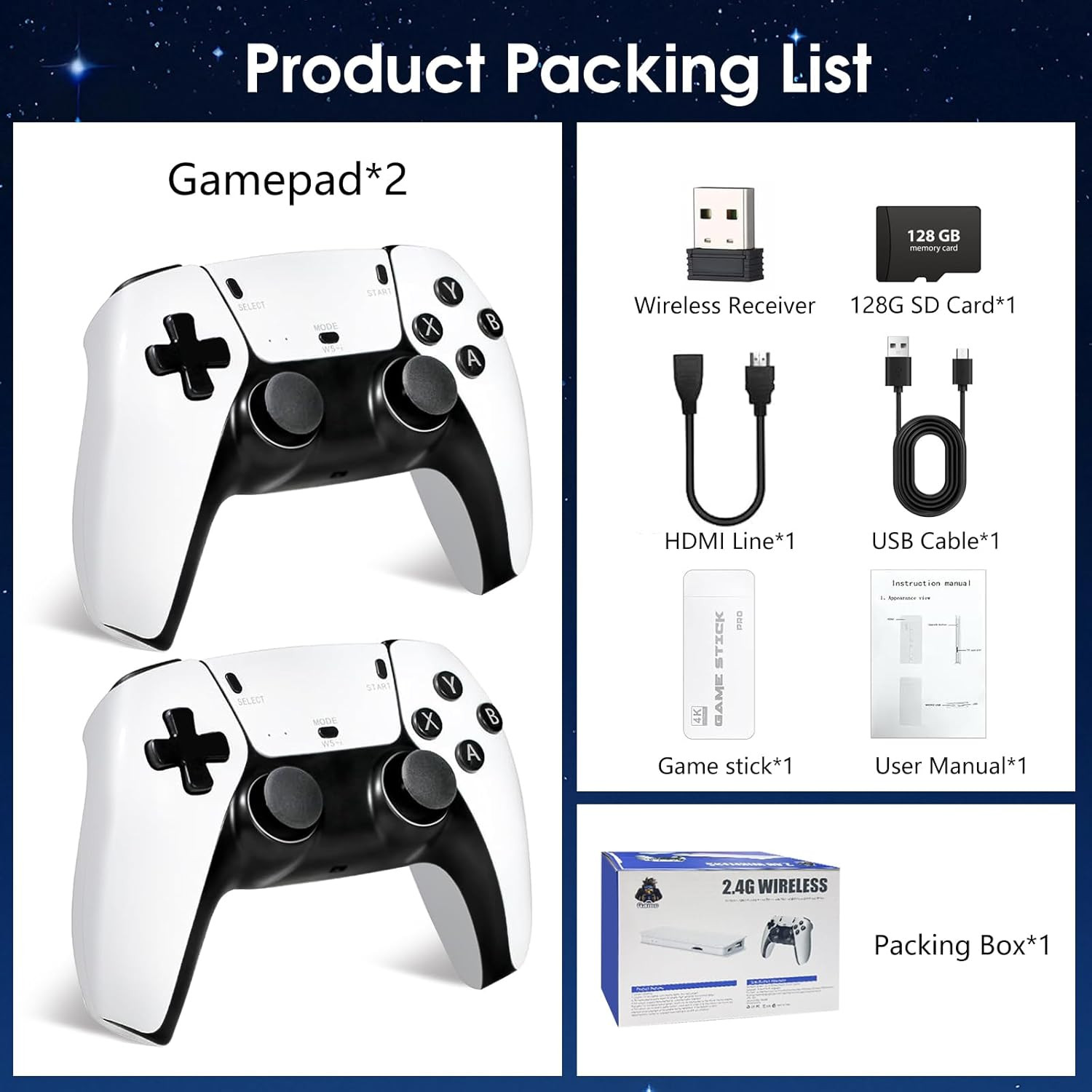 2026New Retro Game Console,40000+Games and 23 Emulators, with Dual 2.4G Wireless