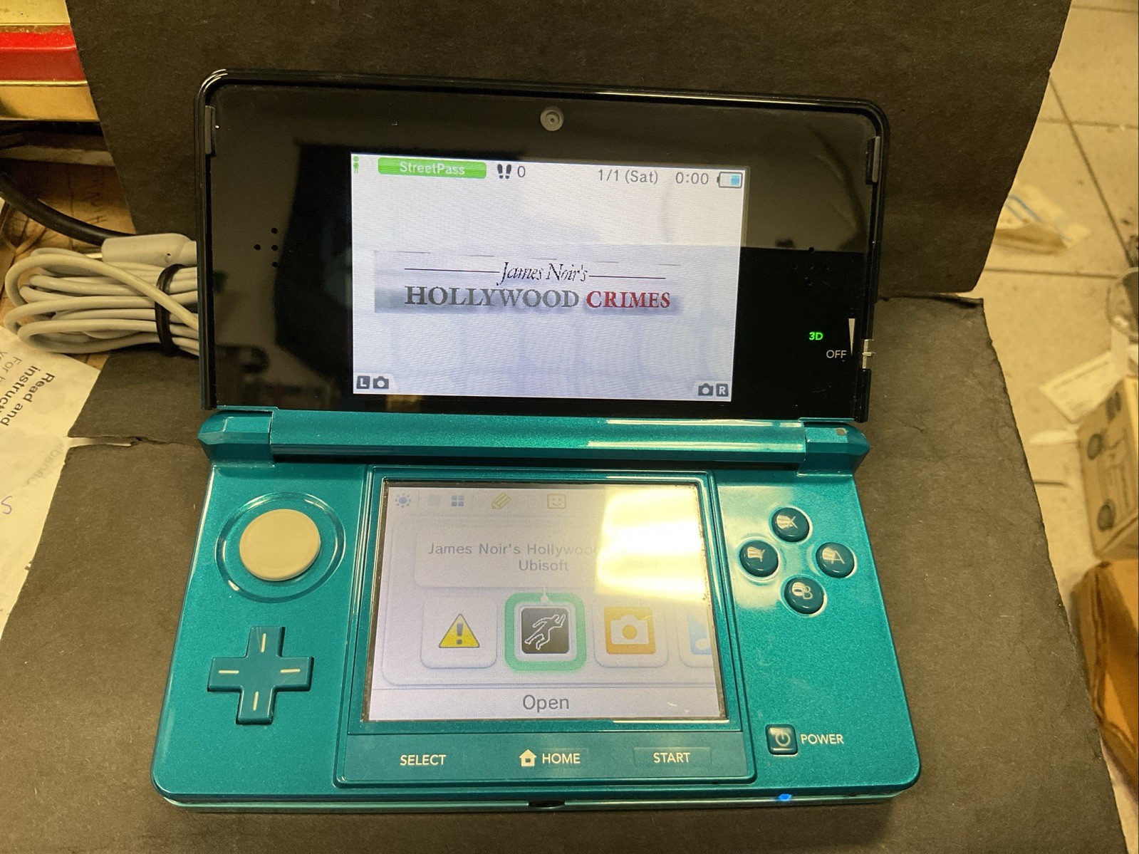 Nintendo 3DS Aqua Blue Handheld Console Fully Tested Teal Bundle W/ Game Used