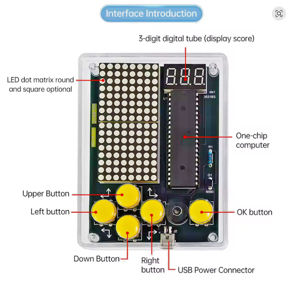 DIY Pixel Game Console Kit – Retro 7-in-1 Electronic Games