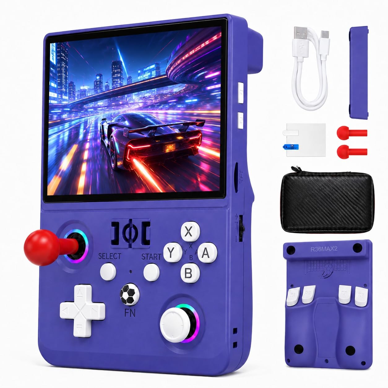 Zvtacix R36MAX2 Retro Handheld Game Console, 4.5-Inch 1024×768 IPS Screen, 12…
