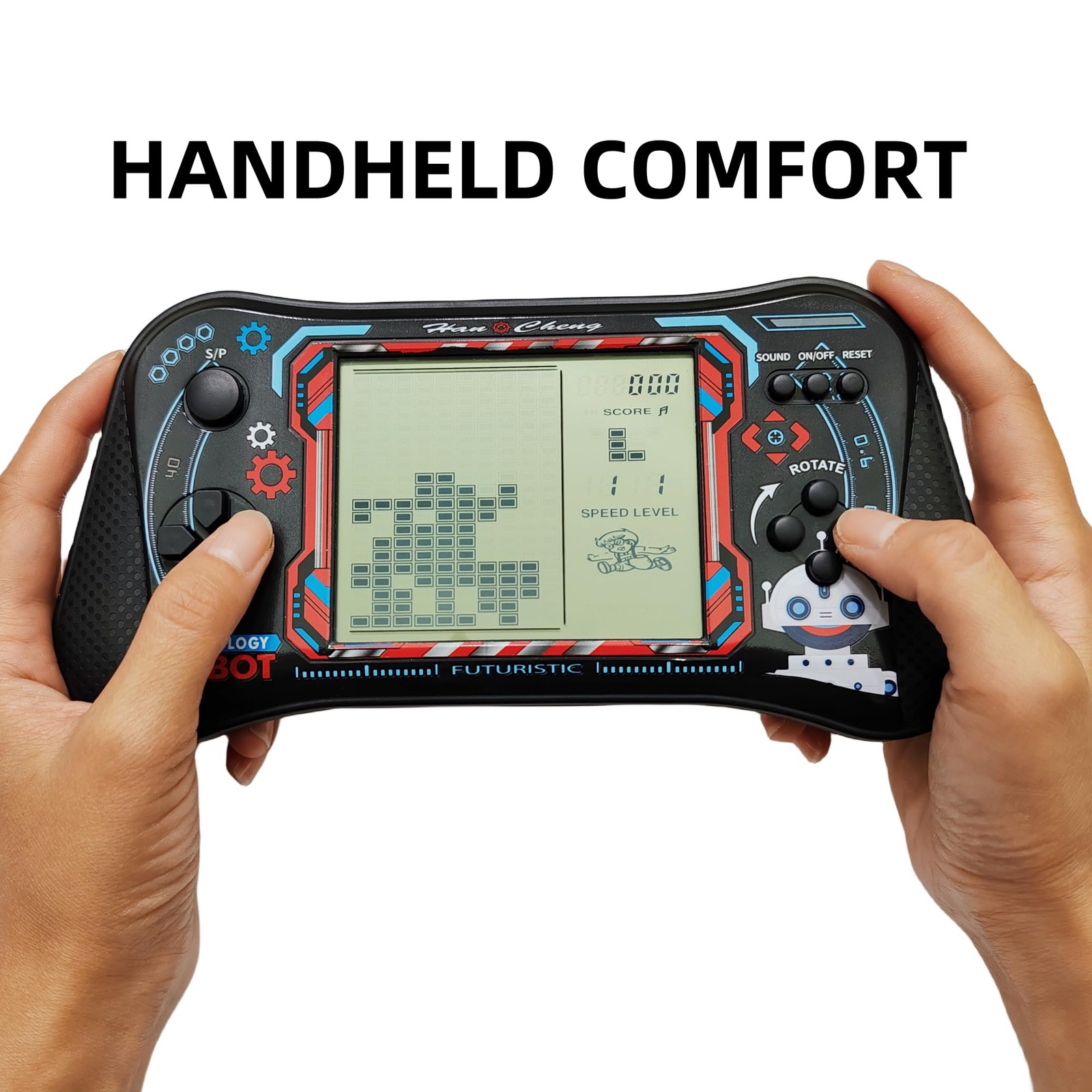 Brick Game Console,4.3″ Large Screen Handheld Game Console,Building Block/Tan…