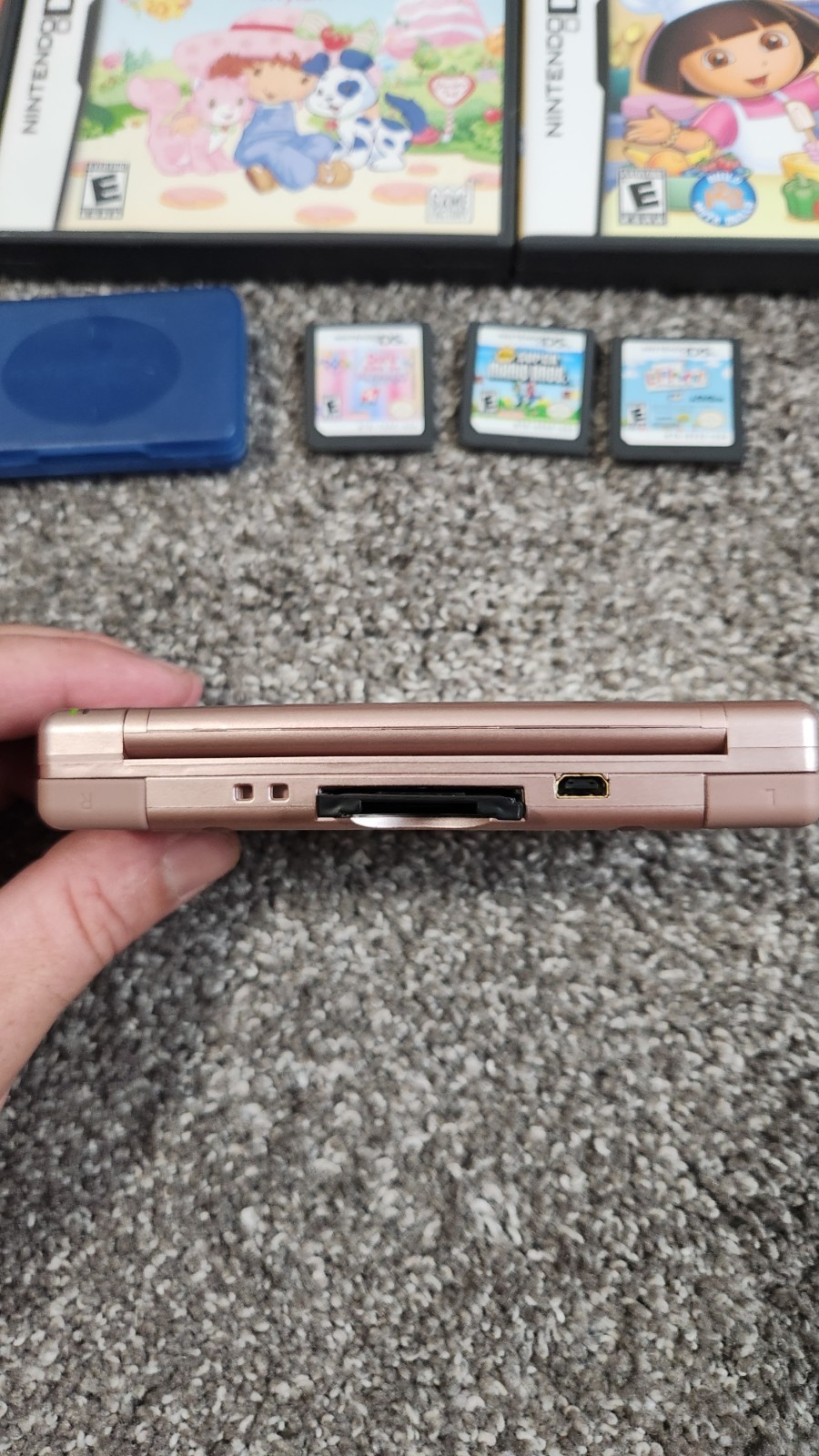 Nintendo DS Lite Metallic Rose Pink Console Bundle Hello Kitty Bag & 11 Games