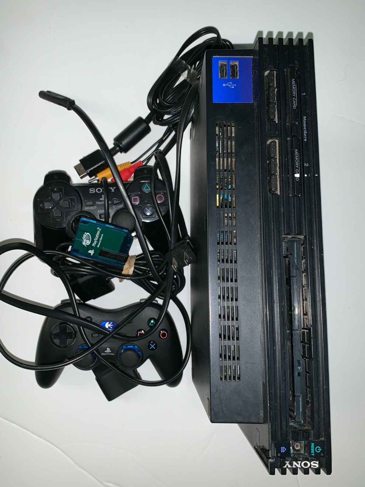 Sony PlayStation 2 Console – Black (SCPH-50001- CONSOLE-2 CONTROLLERS+MEMORY