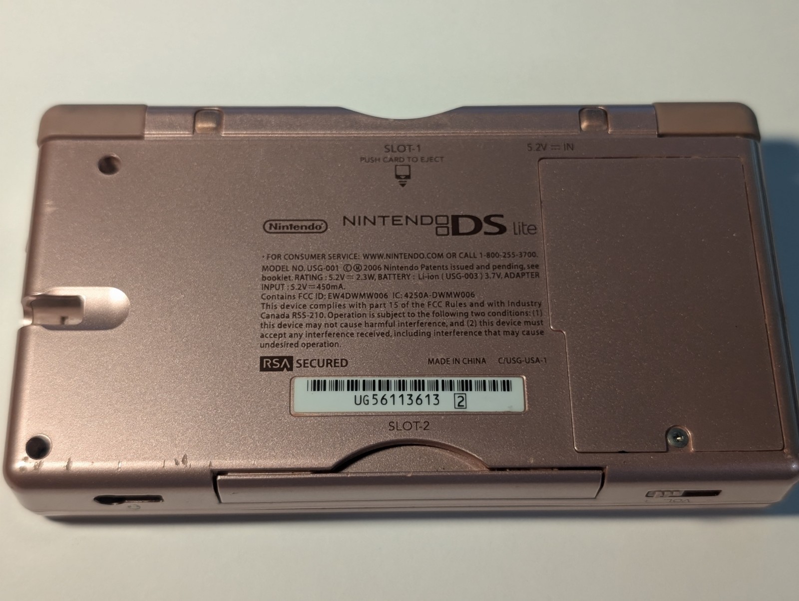 Nintendo DS Lite Console USG-001 Metallic Rose Clean W Stylus See Pics Nice!