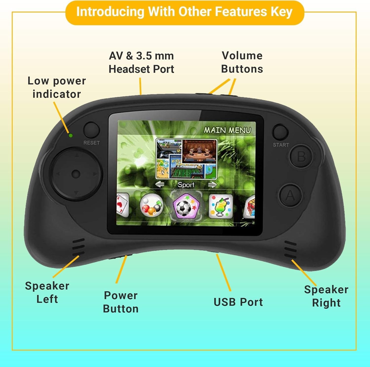 Handheld Portable Digital Screen 200 Games , 2.7” Color Display BLACK NEW SEAL